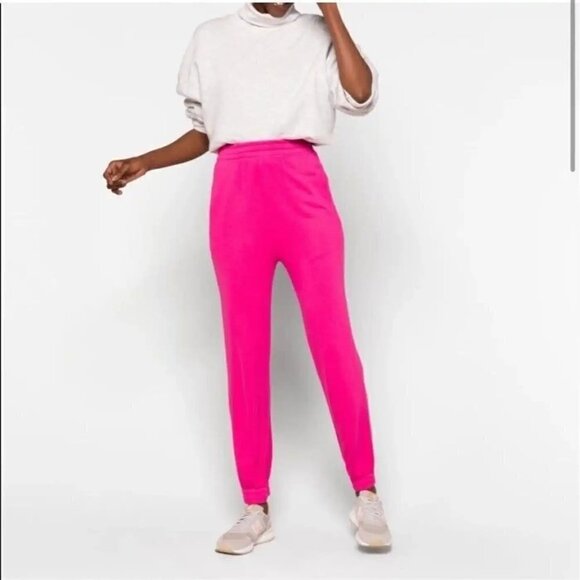 NWT SUNDRY High Waisted Cuff Joggers Pink Large - Picture 1 of 3